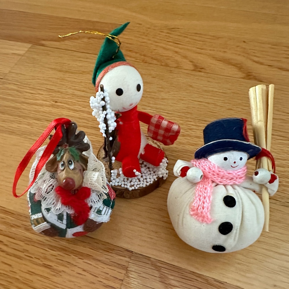 Snowman and Moose Ornaments